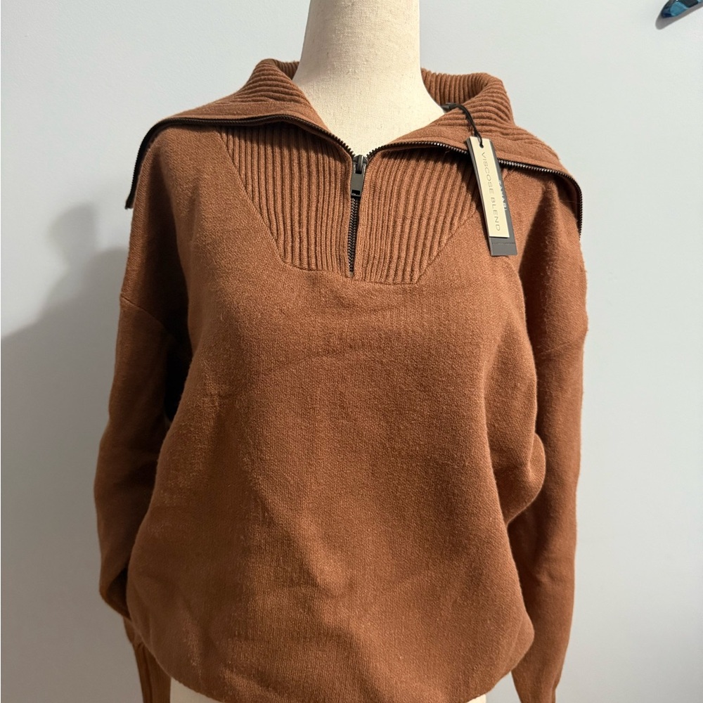 Tahari Brown Cowl Neck Sweater NWT S